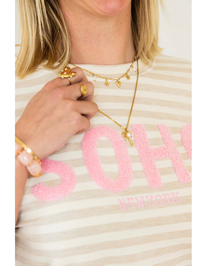 21Jewelz Gestreepte top "SOHO" - ecru/beige