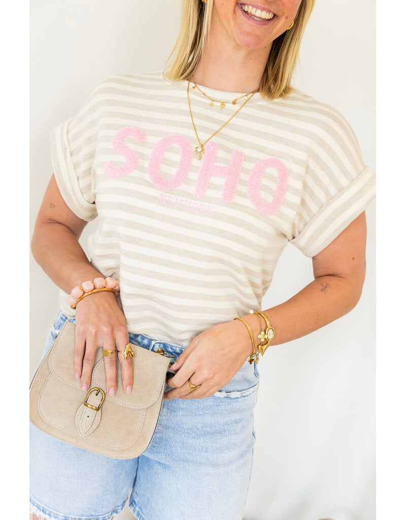 21Jewelz Gestreepte top "SOHO" - ecru/beige