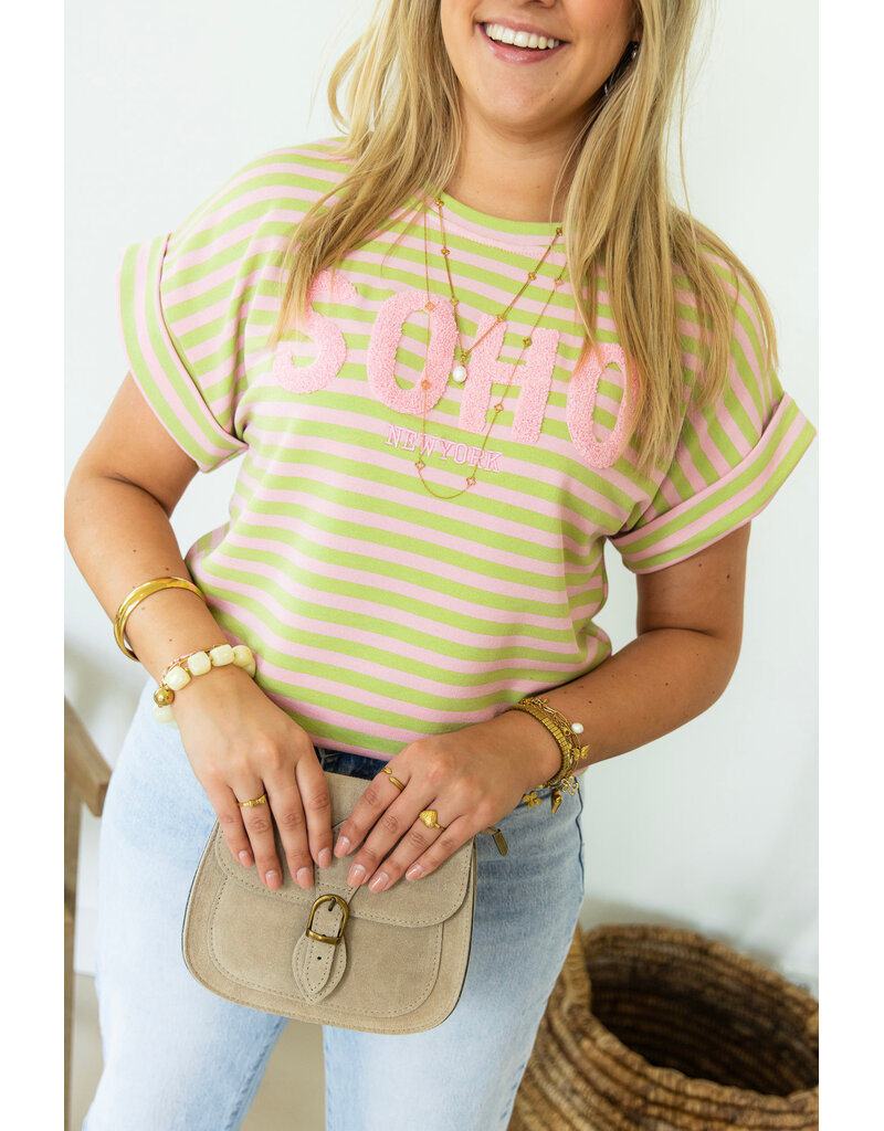 21Jewelz Gestreepte top "SOHO" - lichtroze/groen