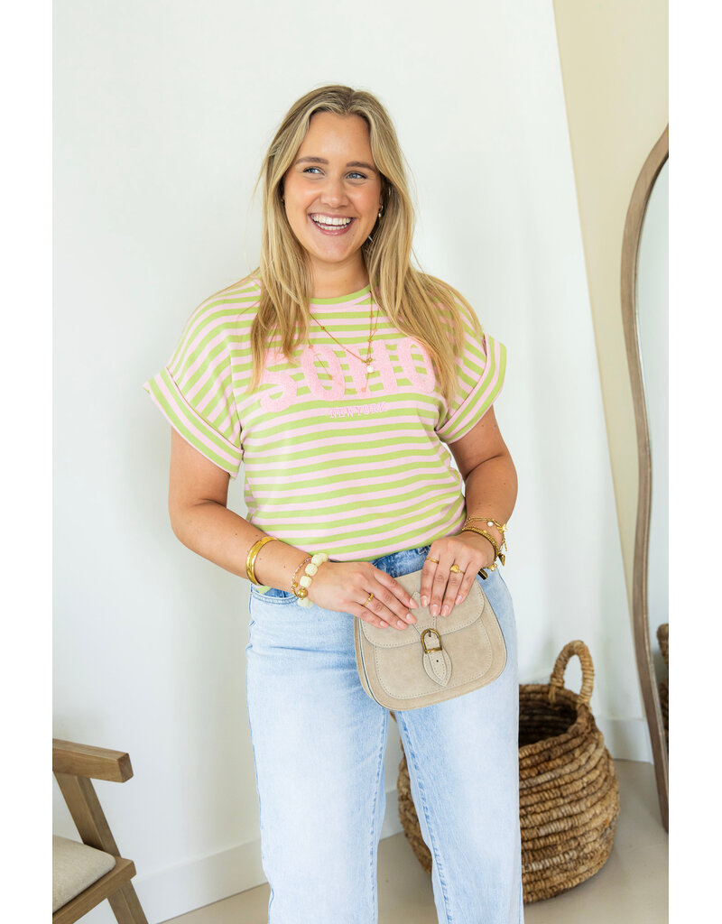 21Jewelz Gestreepte top "SOHO" - lichtroze/groen