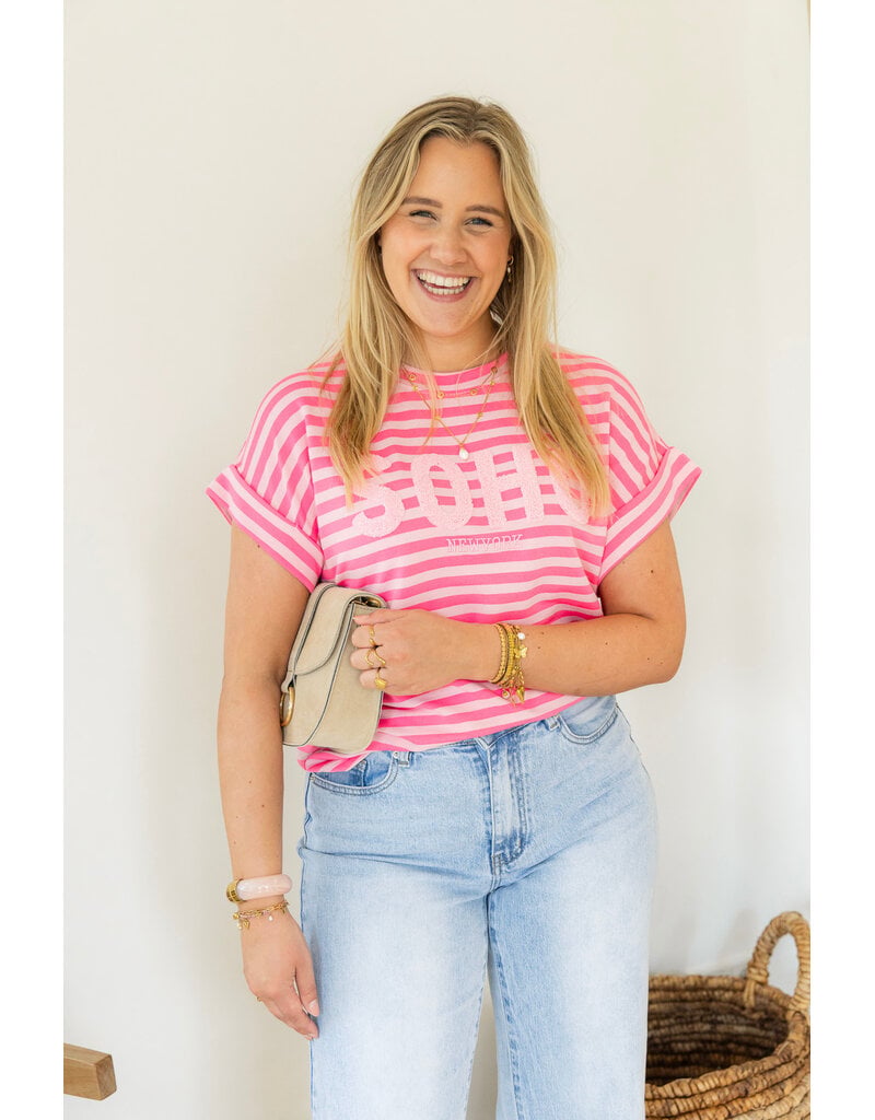 21Jewelz Gestreepte top "SOHO" - lichtroze/roze