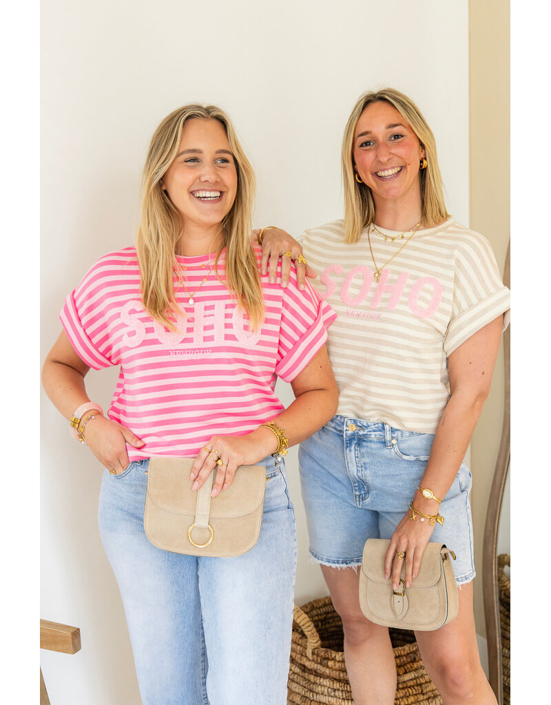 21Jewelz Gestreepte top "SOHO" - lichtroze/roze