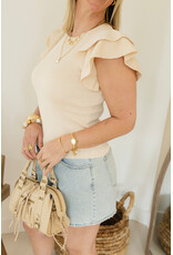 21Jewelz Top met ruffle mouwtjes - beige