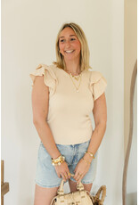 21Jewelz Top met ruffle mouwtjes - beige