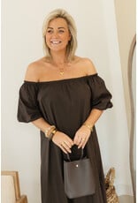 21Jewelz Off-shoulder midi jurk - bruin