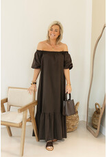 21Jewelz Off-shoulder midi jurk - bruin