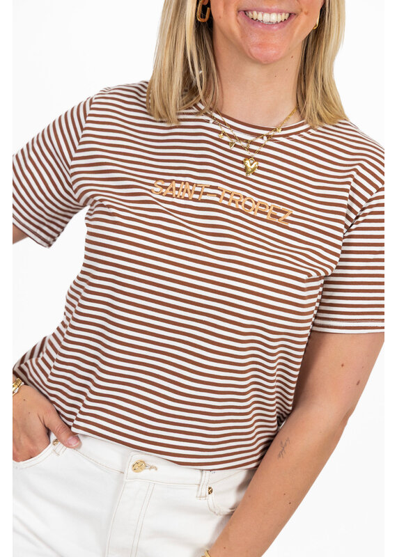 21Jewelz Gestreept shirtje Saint Tropez - bruin/ecru