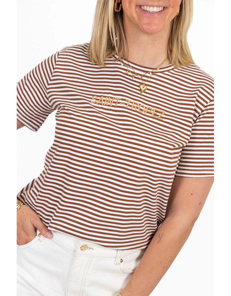 21Jewelz Gestreept shirtje Saint Tropez - bruin/ecru