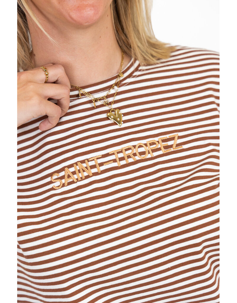 21Jewelz Gestreept shirtje Saint Tropez - bruin/ecru