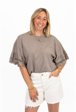 21Jewelz Shirt met kanten mouwen - taupe