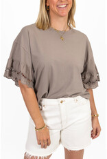 21Jewelz Shirt met kanten mouwen - taupe