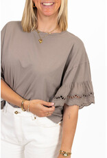 21Jewelz Shirt met kanten mouwen - taupe