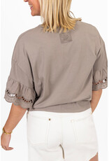 21Jewelz Shirt met kanten mouwen - taupe