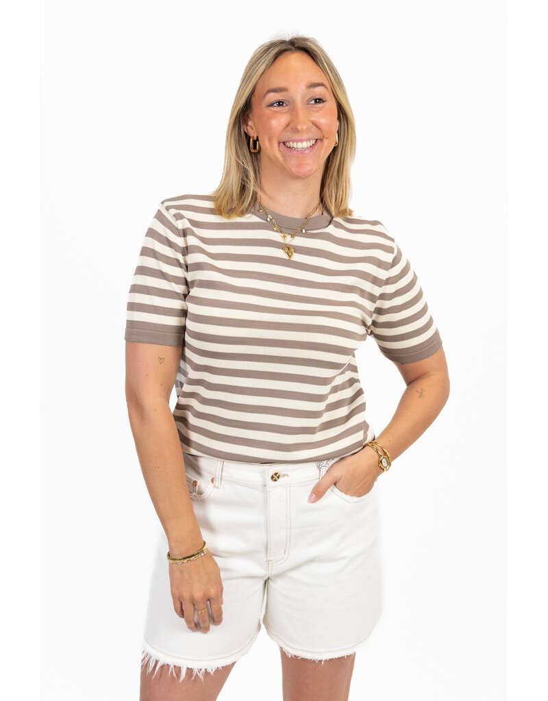 21Jewelz Streep truitje - taupe/ecru