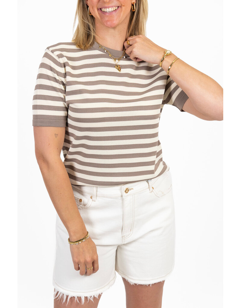 21Jewelz Streep truitje - taupe/ecru