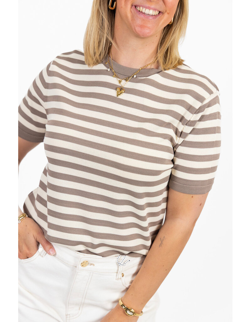 21Jewelz Streep truitje - taupe/ecru