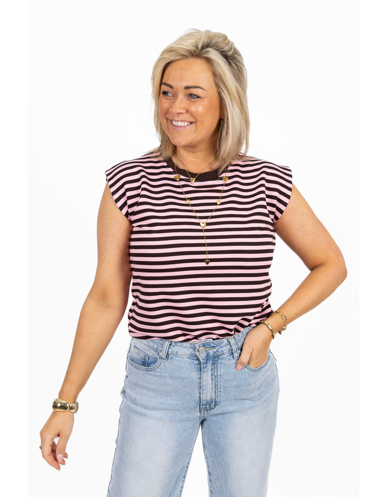21Jewelz Mouwloos shirt gestreept - bruin/roze