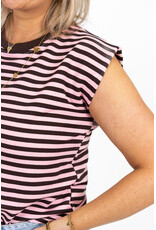 21Jewelz Mouwloos shirt gestreept - bruin/roze