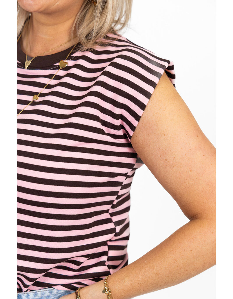 21Jewelz Mouwloos shirt gestreept - bruin/roze