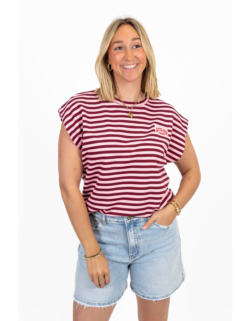 21Jewelz Atelier t-shirt gestreept - bordeaux