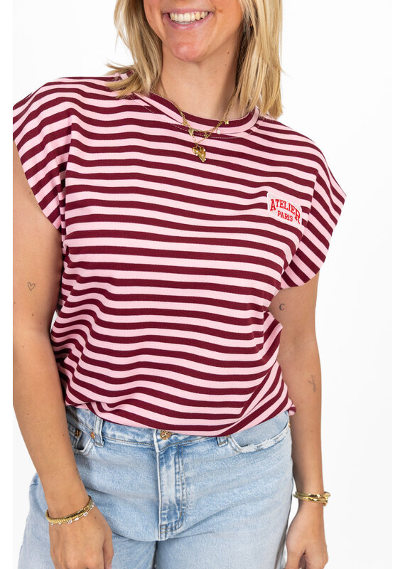 21Jewelz Atelier t-shirt gestreept - bordeaux
