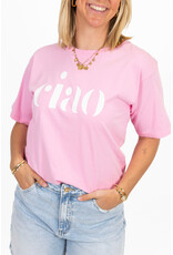 21Jewelz T-shirt "ciao" - roze/wit
