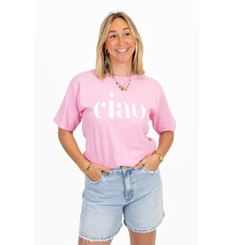21Jewelz T-shirt "ciao" - roze/wit