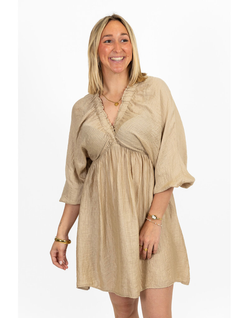 21Jewelz Mousseline jurkje met lange mouw - beige
