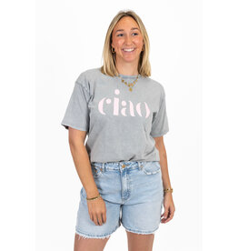 21Jewelz T-shirt "ciao" - grijs/roze