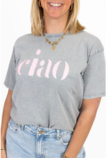 21Jewelz T-shirt "ciao" - grijs/roze