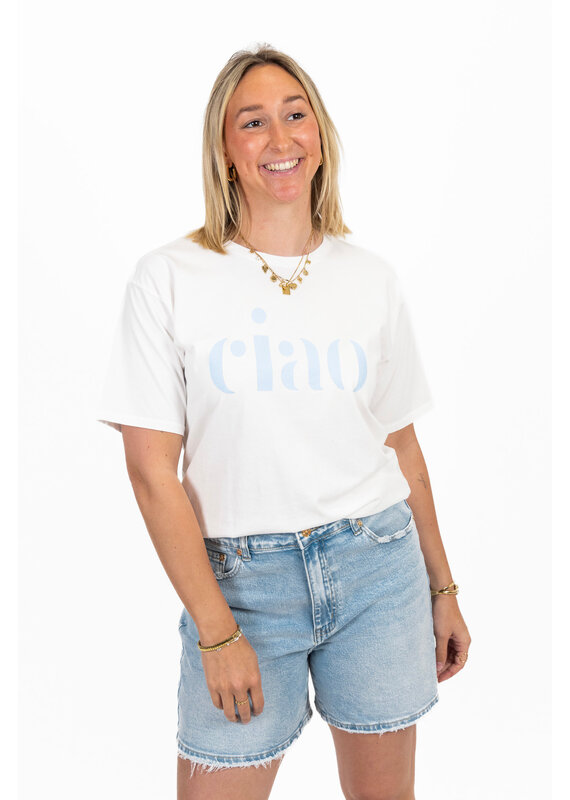 21Jewelz T-shirt "ciao" - wit/blauw