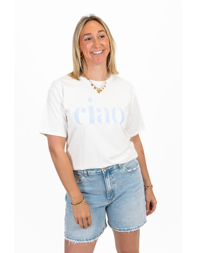 21Jewelz T-shirt "ciao" - wit/blauw
