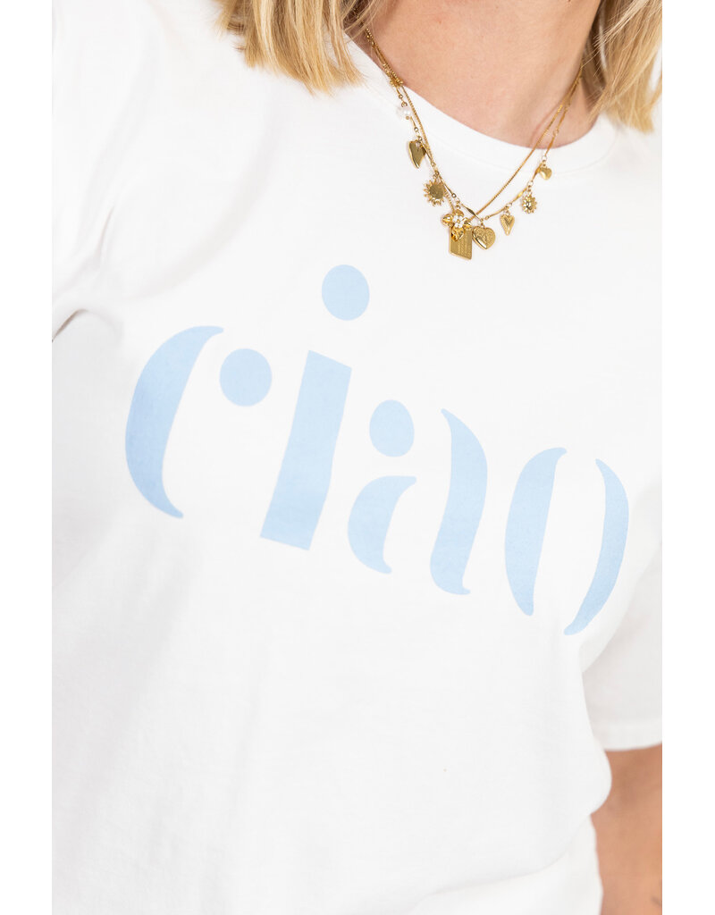 21Jewelz T-shirt "ciao" - wit/blauw