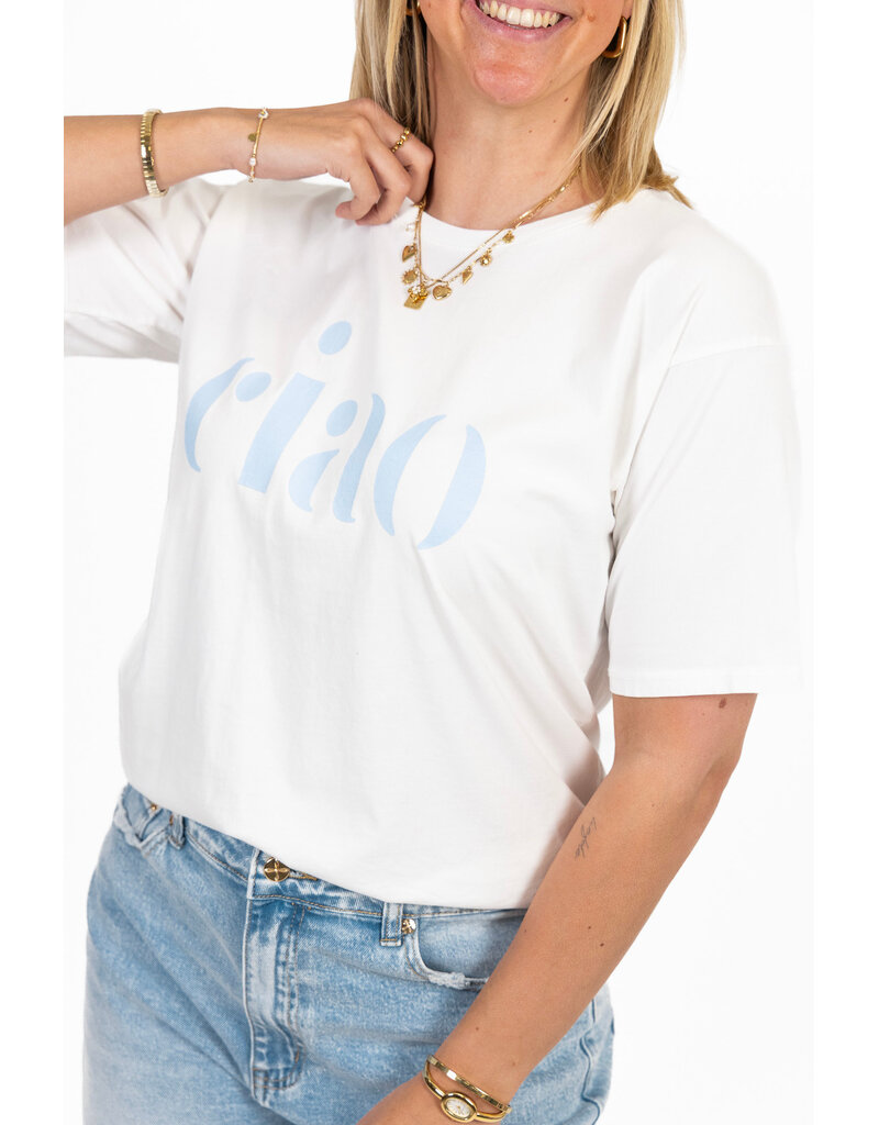 21Jewelz T-shirt "ciao" - wit/blauw