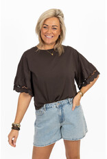 21Jewelz Shirt met kanten mouwen - bruin