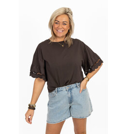 21Jewelz Shirt met kanten mouwen - bruin