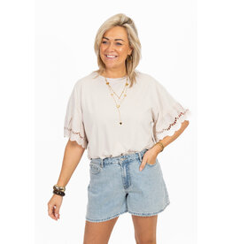 21Jewelz Shirt met kanten mouwen - beige