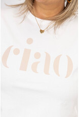 21Jewelz T-shirt "ciao" - wit/beige