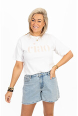 21Jewelz T-shirt "ciao" - wit/beige