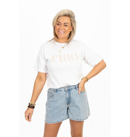 21Jewelz T-shirt "ciao" - wit/beige