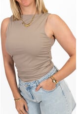 21Jewelz Strakke top met zijplooien - taupe