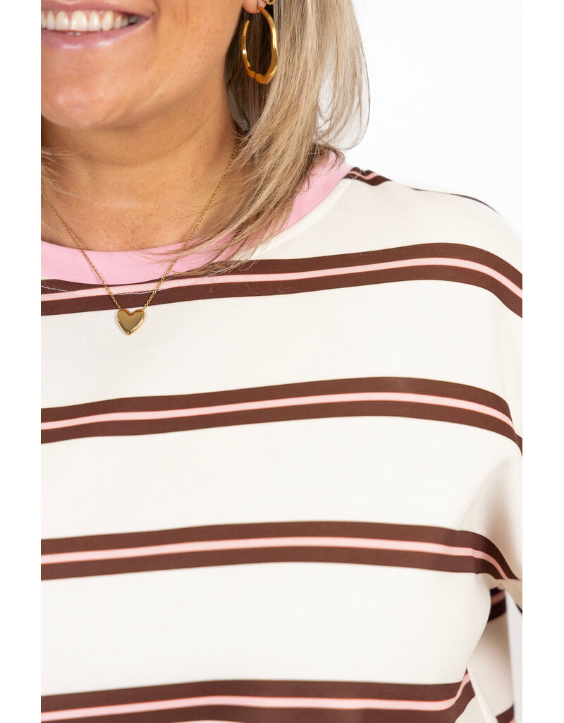 21Jewelz Sweatshirt gestreept - bruin/roze