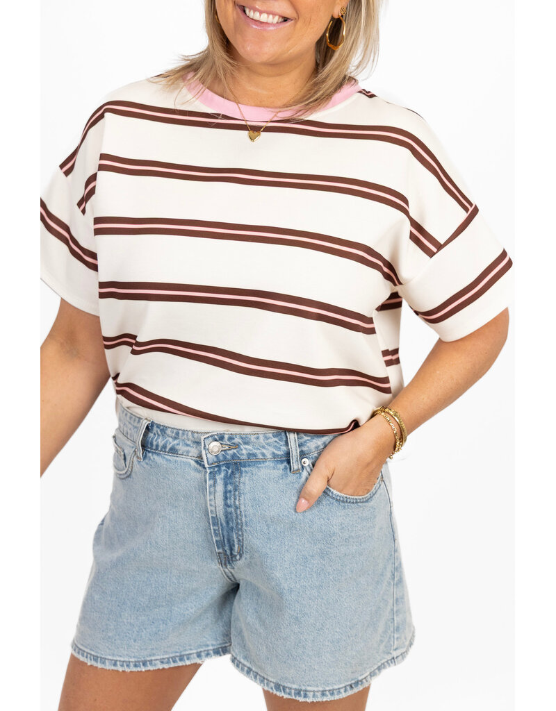 21Jewelz Sweatshirt gestreept - bruin/roze