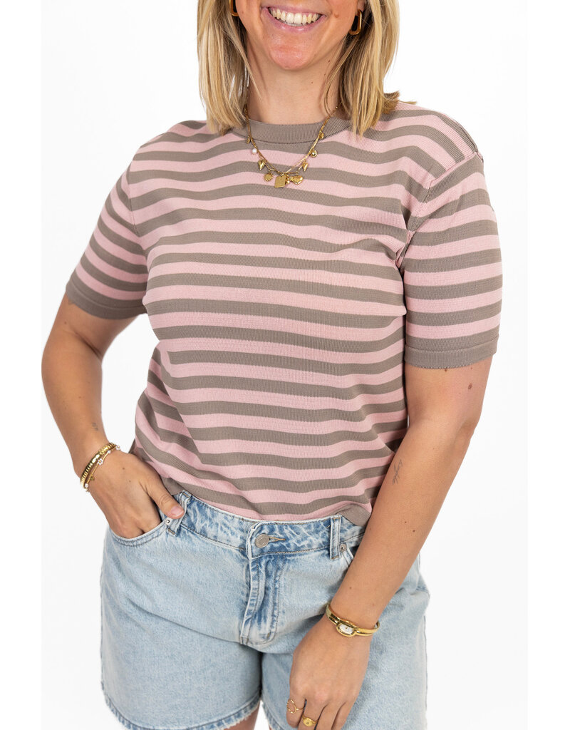 21Jewelz Streep truitje - taupe/roze