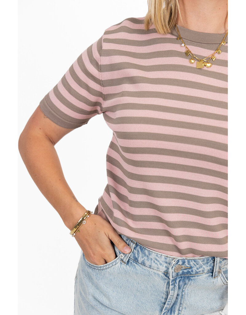 21Jewelz Streep truitje - taupe/roze