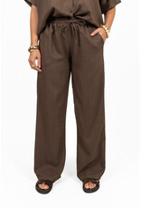 21Jewelz Linnenlook jogger met elastiek - bruin