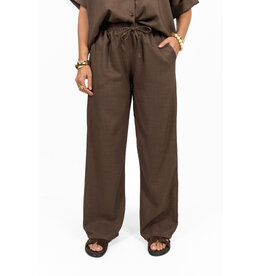 21Jewelz Linnenlook jogger met elastiek - bruin