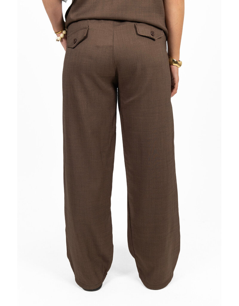 21Jewelz Linnenlook jogger met elastiek - bruin