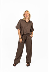21Jewelz Linnenlook jogger met elastiek - bruin