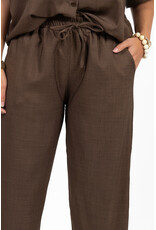 21Jewelz Linnenlook jogger met elastiek - bruin